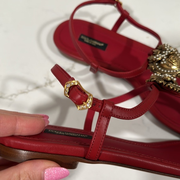SOLD Dolce & Gabbana Red Leather Devotion Sandals size 40 new - Picture 7 of 11